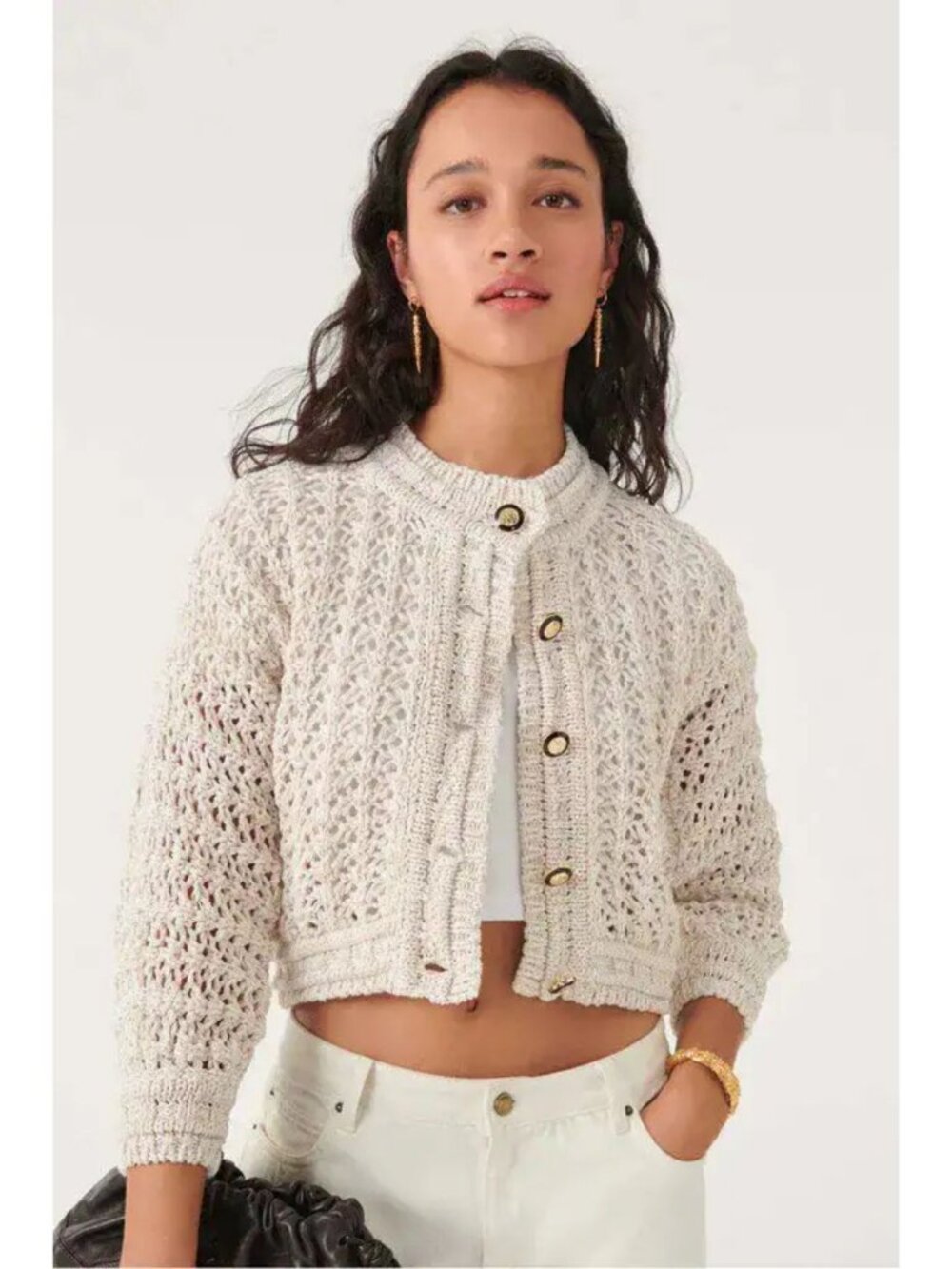 Ba&sh Novela Cardigan Off White Size Medium/ US 6